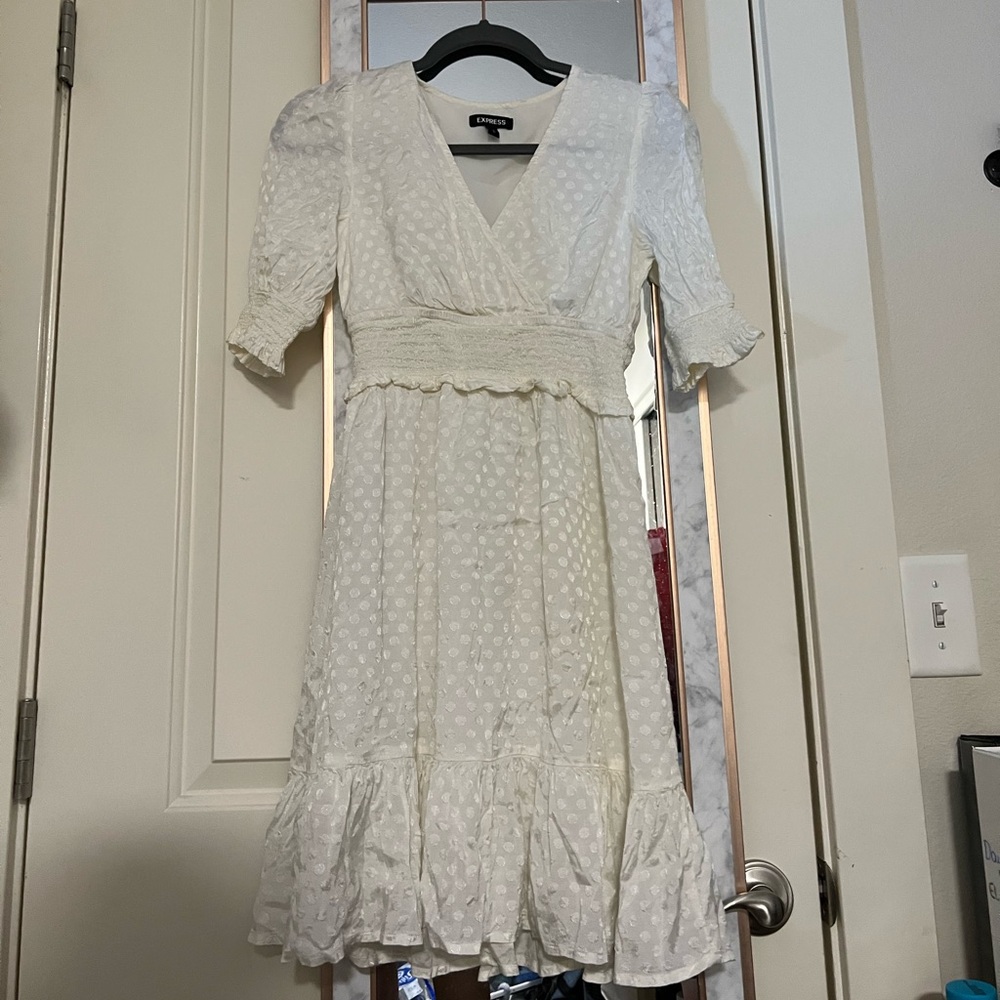 Express Cream polka dot dress